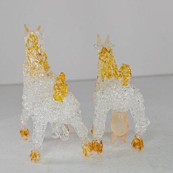 Pair Of Spun Glass Goats With Golden Accents Figurines Anatomically Correct - Picture 5 of 8